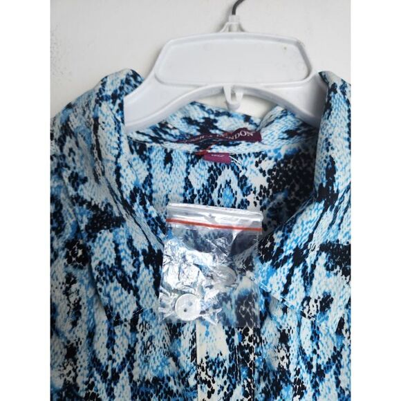 NWOT Jessica London Black & Blue Animal Print Button Up Shirt Midi Dress size 20 - Picture 6 of 14